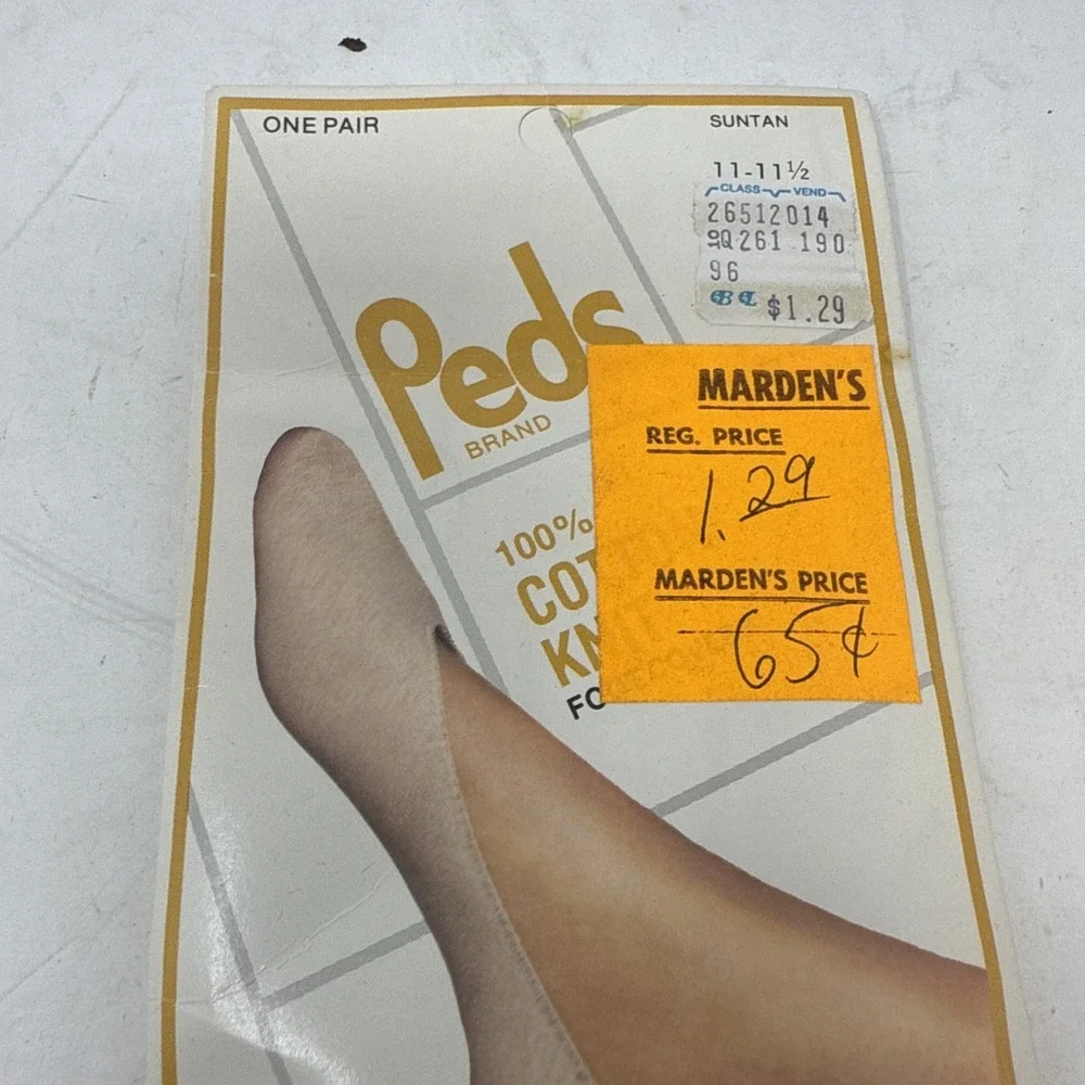 NOS Vintage Peds Womens 11-11 1/2  Cotton Knit Foot Covers Sport Socks Suntan